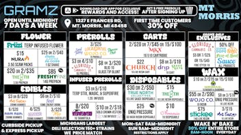 Gramz Cannabis - Mt. Morris OPEN UNTIL MIDNIGHT 7 DAYS A WEEK