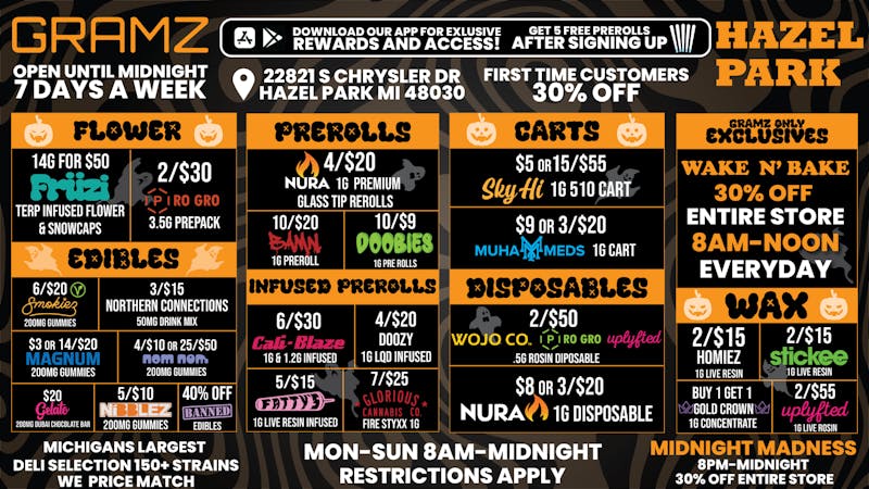 Gramz Cannabis - Hazel Park OPEN UNTIL MIDNIGHT 7 DAYS A WEEK!