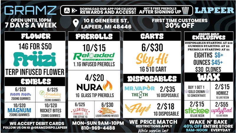 Gramz Cannabis - Lapeer 30% OFF FIRST TIME CUSTOMERS