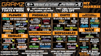 Gramz Cannabis - Mt. Morris OPEN UNTIL MIDNIGHT 7 DAYS A WEEK