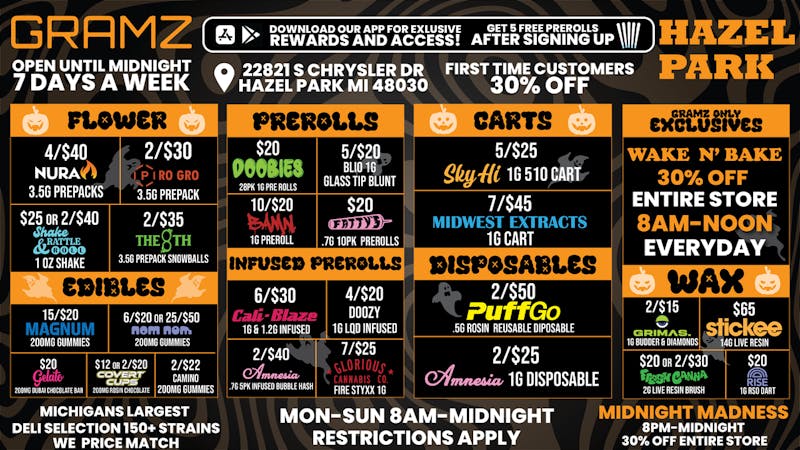 Gramz Cannabis - Hazel Park OPEN UNTIL MIDNIGHT 7 DAYS A WEEK!