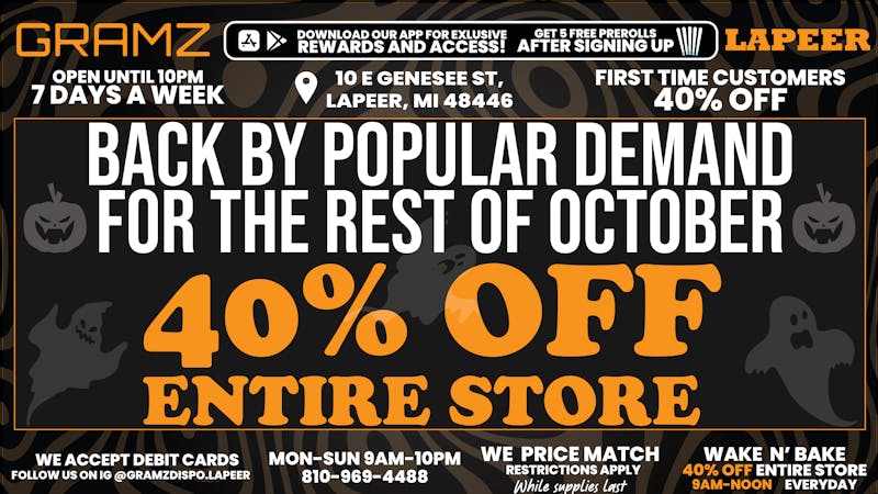 Gramz Cannabis - Lapeer 40% OFF ENTIRE STORE!