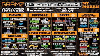 Gramz Cannabis - Mt. Morris OPEN UNTIL MIDNIGHT 7 DAYS A WEEK