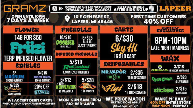 Gramz Cannabis - Lapeer 30% OFF FIRST TIME CUSTOMERS