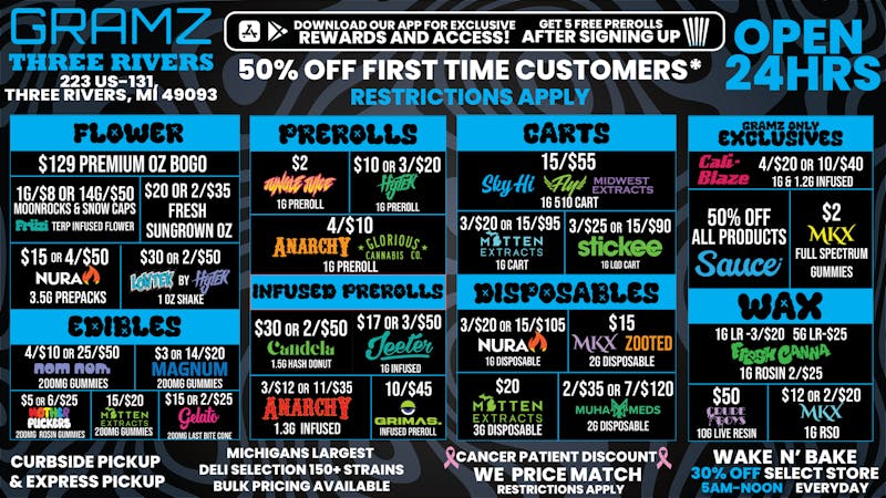 Gramz Cannabis - Three Rivers OPEN 24 HOURS 7 DAYS A WEEK! (11/7)