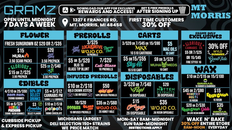 Gramz Cannabis - Mt. Morris 🔥OPEN UNTIL MIDNIGHT 7 DAYS A WEEK🔥