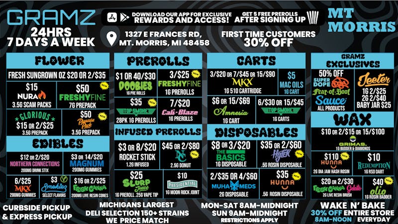 Gramz Cannabis - Mt. Morris OPEN 24 HOURS 7 DAYS A WEEK!