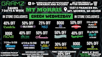 Gramz Cannabis - Mt. Morris GREEN WEDNESDAY DEALS!