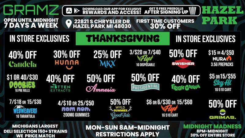 Gramz Cannabis - Hazel Park HAPPY THANKSGIVING!