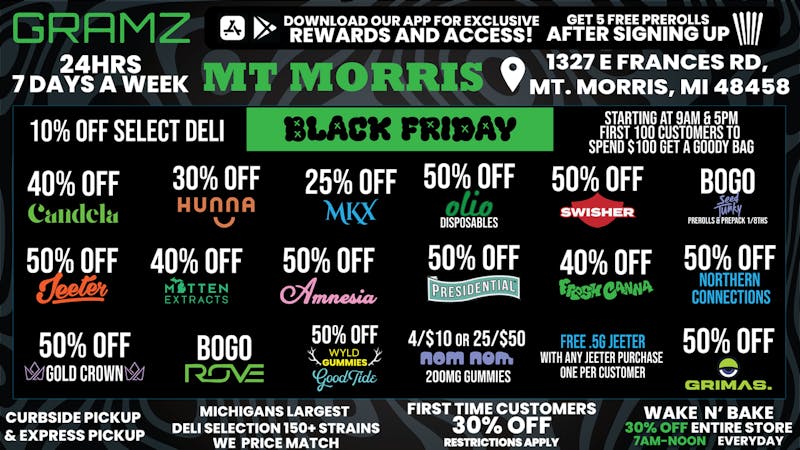 Gramz Cannabis - Mt. Morris 🔥 BLACK FRIDAY AT GRAMZ MT MORRIS! 🔥