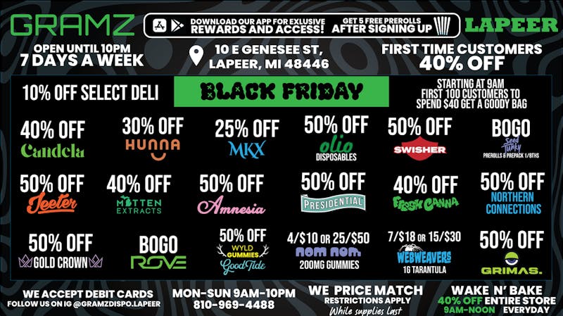 Gramz Cannabis - Lapeer 🔥 BLACK FRIDAY AT GRAMZ LAPEER! 🔥