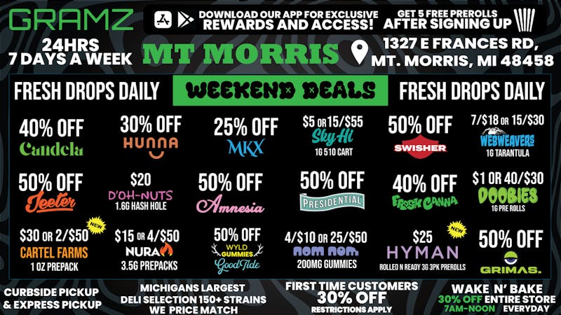 Gramz Cannabis - Mt. Morris OPEN 24 HOURS 7 DAYS A WEEK!!!