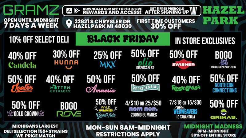 Gramz Cannabis - Hazel Park BLACK FRIDAY WEEKEND!