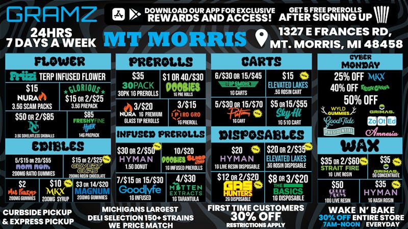 Gramz Cannabis - Mt. Morris CYBER MONDAY AT GRAMZ!