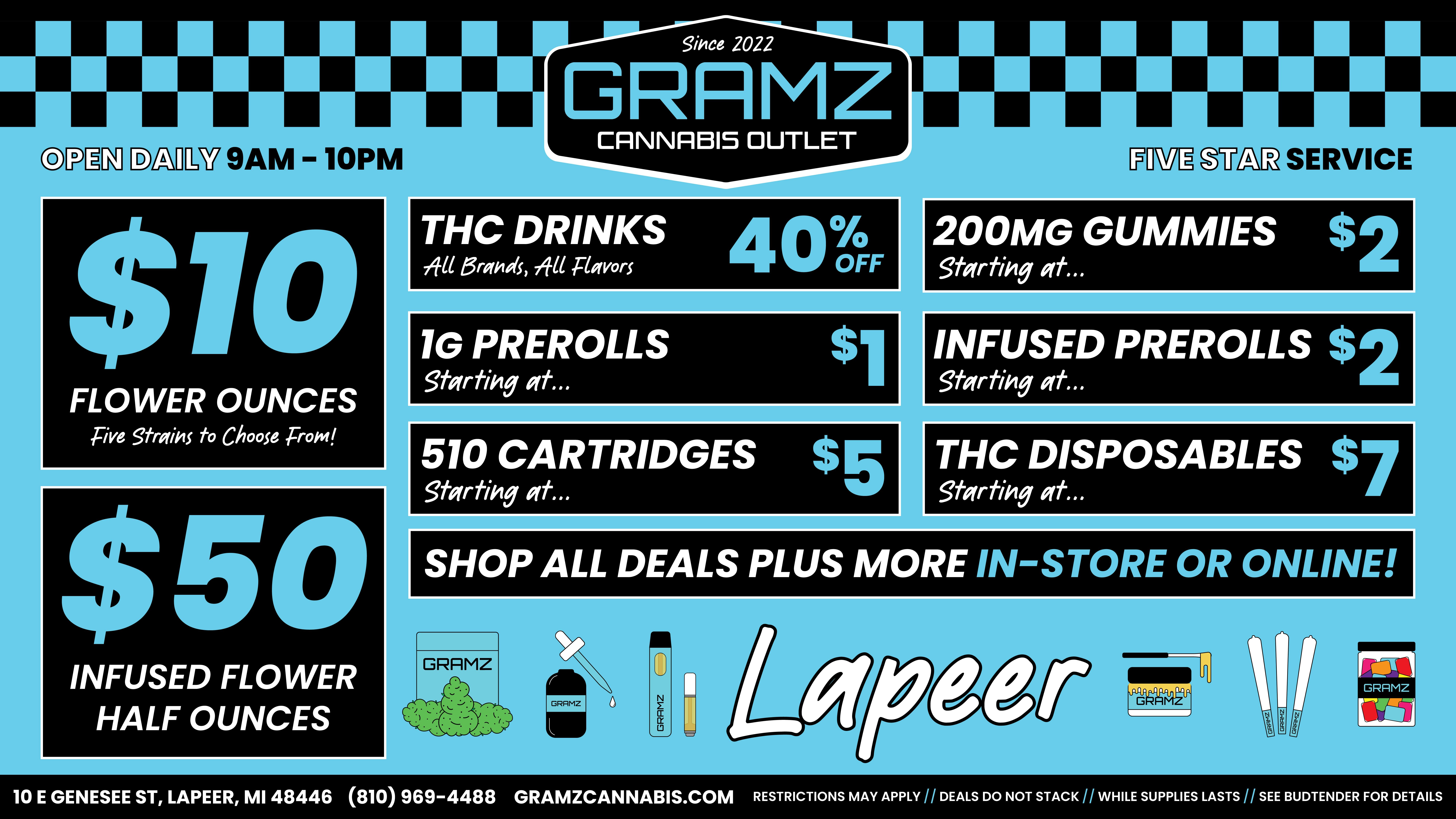 Gramz Cannabis - Lapeer $10 FLOWER OUNCES!