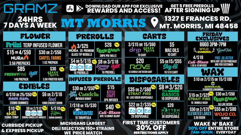 Gramz Cannabis - Mt. Morris OPEN 24 HOURS 7 DAYS WEEK!!!