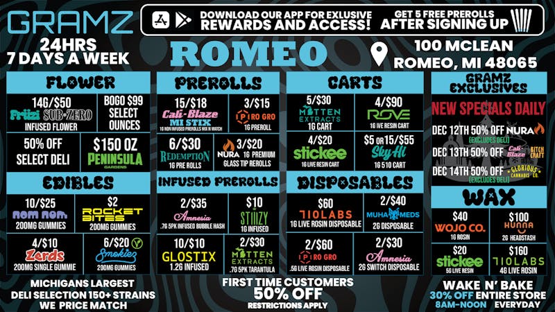 Gramz Cannabis - Romeo ROMEO’S ONLY 24HR DISPENSARY