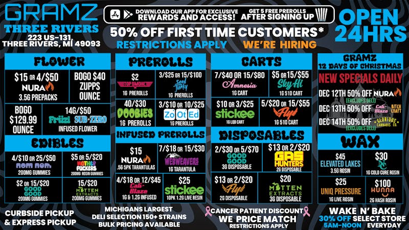 Gramz Cannabis - Three Rivers UP LATE? WE ARE TOO! OPEN 24/7