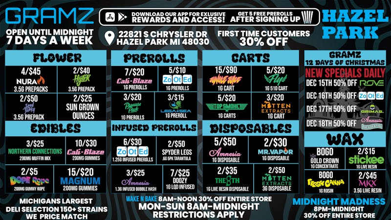 Gramz Cannabis - Hazel Park HAZEL PARK’S NONSTOP DEALS, DAY TO NIGHT