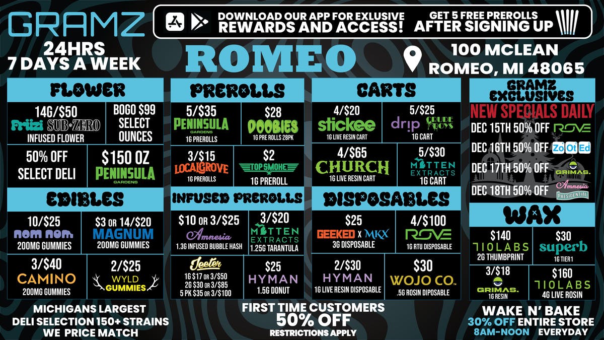 Gramz Cannabis - Romeo ROMEO’S HOME FOR 24/7 DEALS