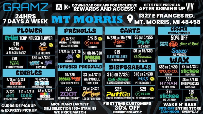 Gramz Cannabis - Mt. Morris OPEN 24 HOURS. ALWAYS STACKED