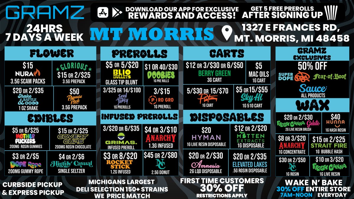 Gramz Cannabis - Mt. Morris OPEN 24 HOURS EVERYDAY