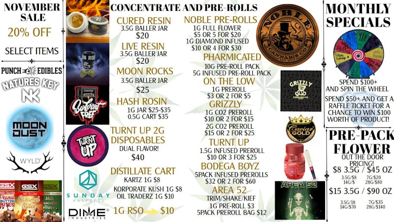 Noble Cannabis Co Dispensary NOVEMBER DEALS AT NOBLE CANNABIS CO!
