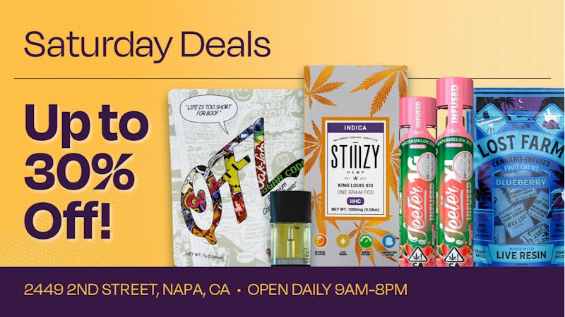 Velvet Cannabis Dispensary Napa DAILY SATURDAY DEALS