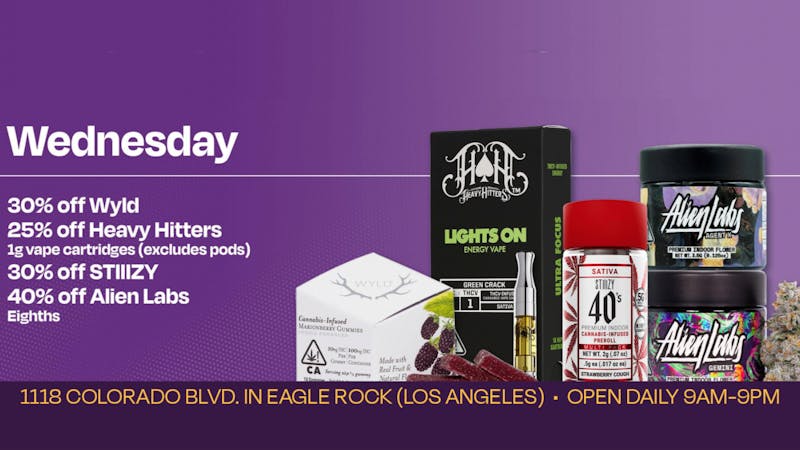 Velvet Cannabis Dispensary Eagle Rock DAILY WEDNESDAY DEALS