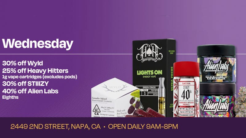 Velvet Cannabis Dispensary Napa DAILY WEDNESDAY DEALS