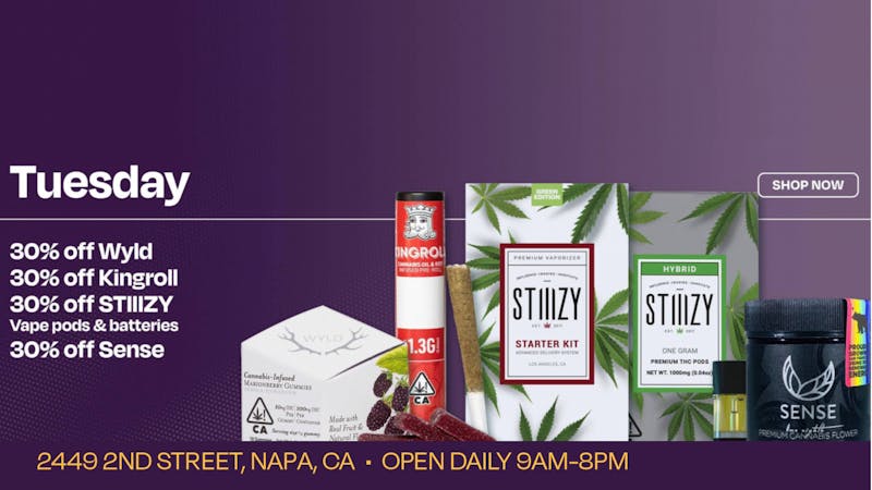 Velvet Cannabis Dispensary Napa DAILY TUESDAY DEALS