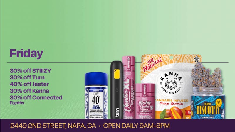 Velvet Cannabis Dispensary Napa DAILY FRIDAY DEALS