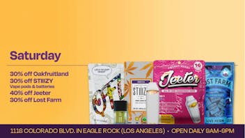 Velvet Cannabis Dispensary Eagle Rock DAILY SATURDAY DEALS