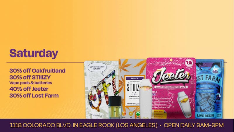 Velvet Cannabis Dispensary Eagle Rock DAILY SATURDAY DEALS