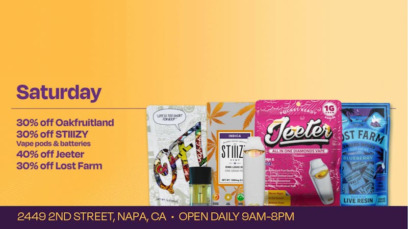 Velvet Cannabis Dispensary Napa DAILY SATURDAY DEALS
