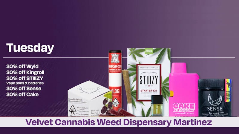 Velvet Cannabis Dispensary Martinez Daily Tuesday Deals @ Velvet Martinez!