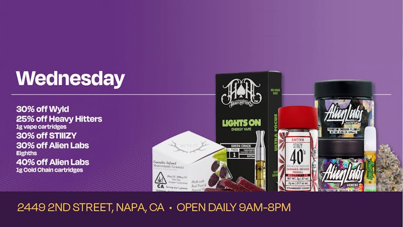 Velvet Cannabis Dispensary Napa Daily Wednesday Deals @ Velvet Napa!
