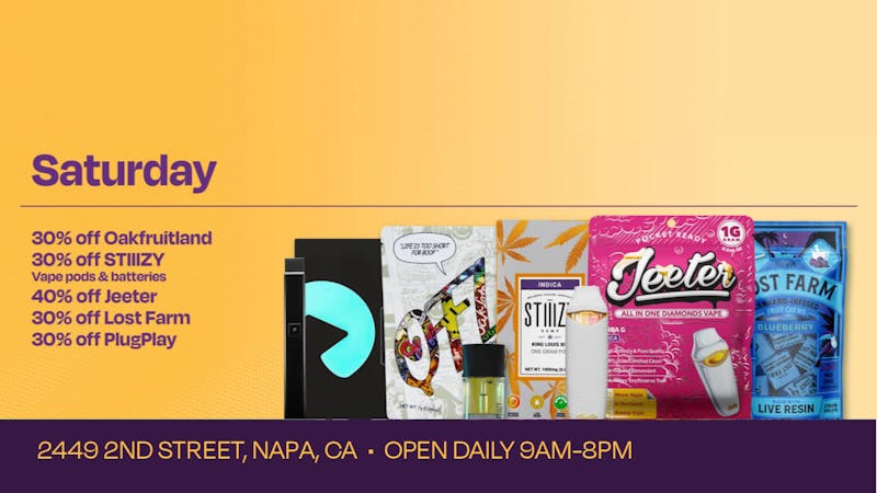 Velvet Cannabis Dispensary Napa Daily Saturday Deals @ Velvet Napa!