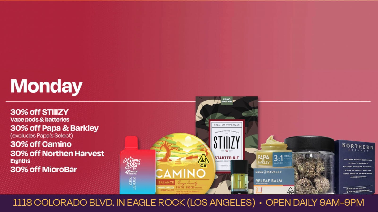 Velvet Cannabis Dispensary Eagle Rock ☃️❄️ Daily Monday Deals @ Velvet Eagle Rock! ☃️❄️
