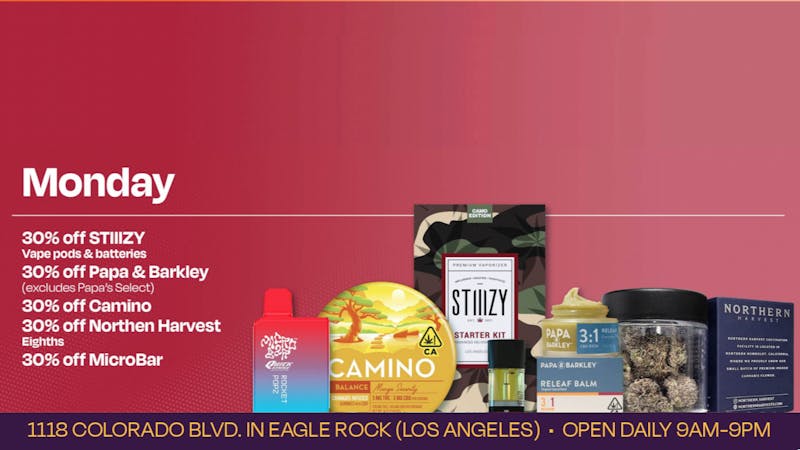 Velvet Cannabis Dispensary Eagle Rock ☃️❄️ Daily Monday Deals @ Velvet Eagle Rock! ☃️❄️