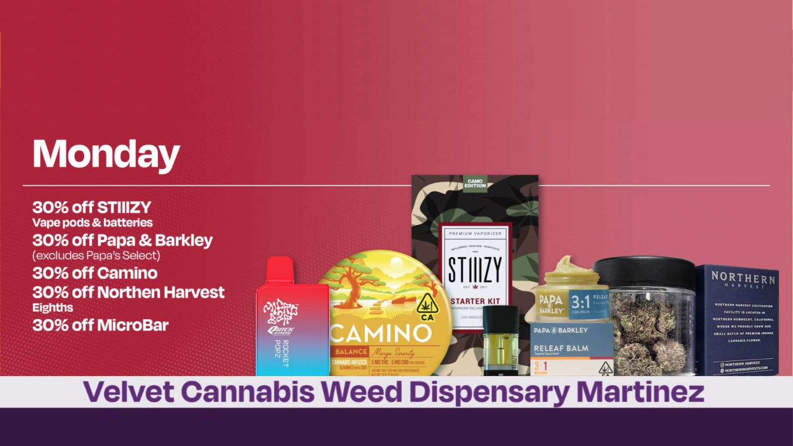 Velvet Cannabis Dispensary Martinez ☃️❄️ Daily Monday Deals @ Velvet Martinez! ☃️❄️