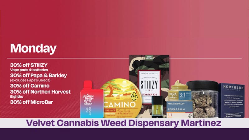 Velvet Cannabis Dispensary Martinez ☃️❄️ Daily Monday Deals @ Velvet Martinez! ☃️❄️