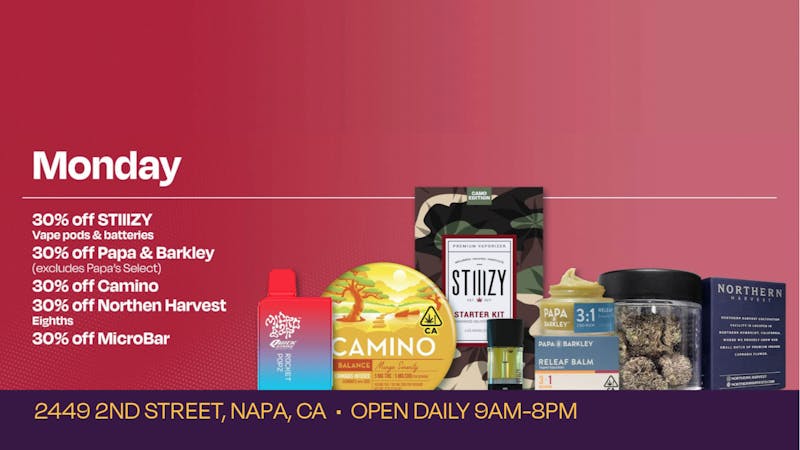 Velvet Cannabis Dispensary Napa ☃️❄️ Daily Monday Deals @ Velvet Napa! ☃️❄️