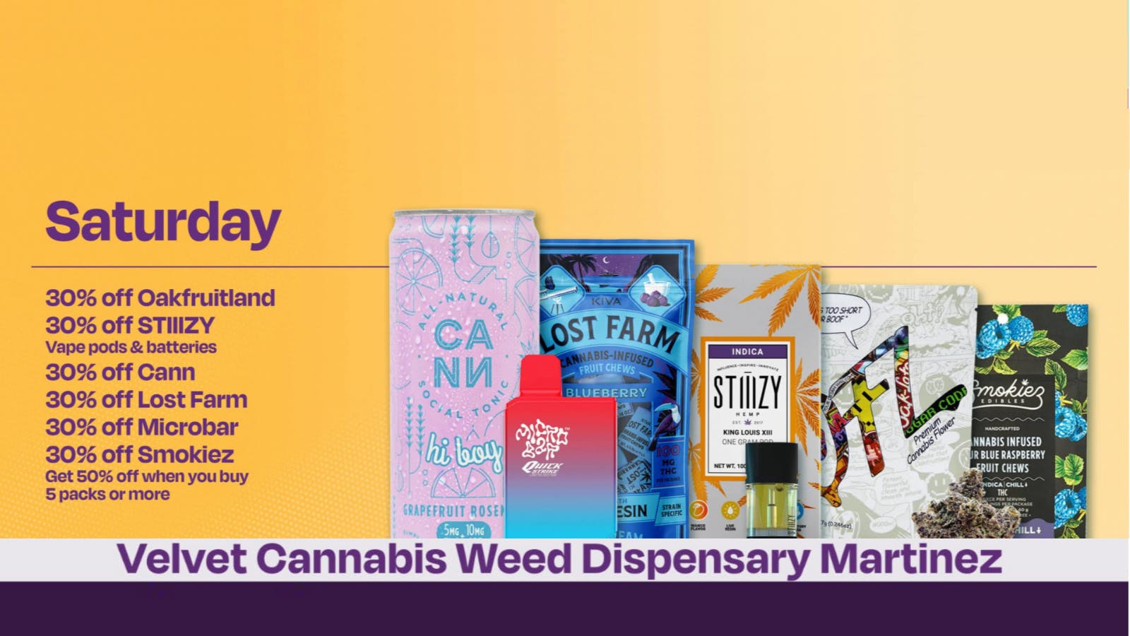 Velvet Cannabis Dispensary Martinez 🍃 Daily Saturday Deals @ Velvet Martinez! 🍃
