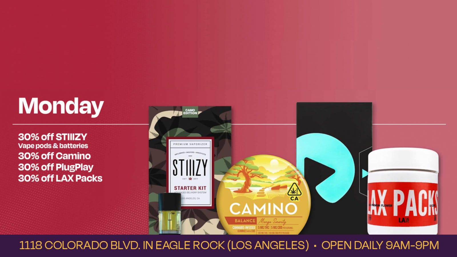 Velvet Cannabis Dispensary Eagle Rock 🍃 Daily Monday Deals @ Velvet Eagle Rock! 🍃