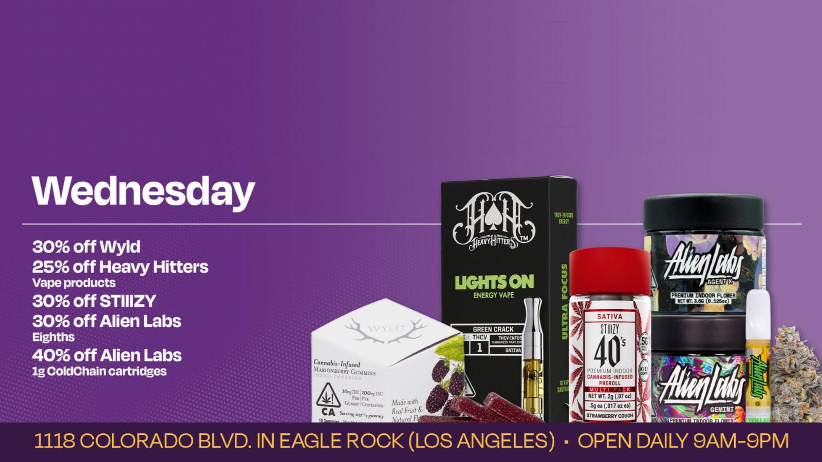 Velvet Cannabis Dispensary Eagle Rock 🍃 Daily Wednesday Deals @ Velvet Eagle Rock! 🍃