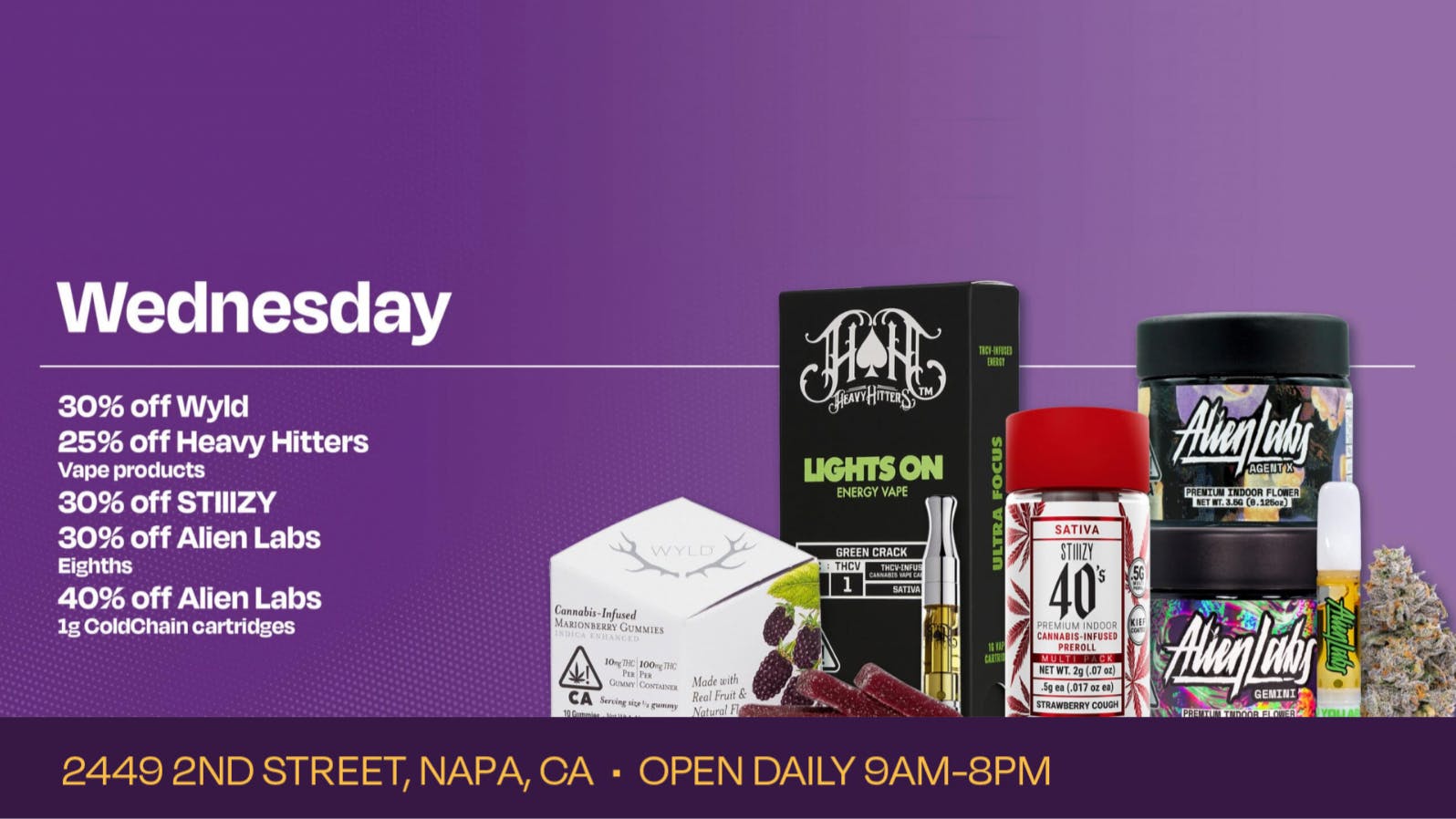 Velvet Cannabis Dispensary Napa 🍃 Daily Wednesday Deals @ Velvet Napa! 🍃