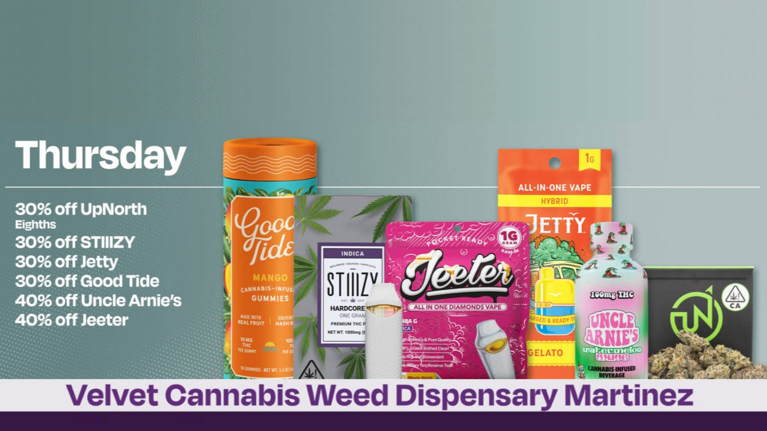 Velvet Cannabis Dispensary Martinez 🍃 Daily Thursday Deals @ Velvet Martinez! 🍃
