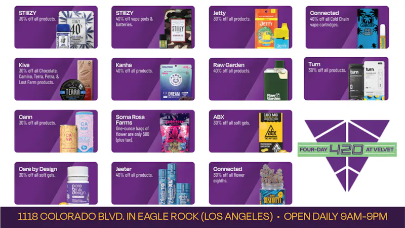 Velvet Cannabis Dispensary Eagle Rock 🍃 4/20 Week Friday @ Velvet Eagle Rock! 🍃