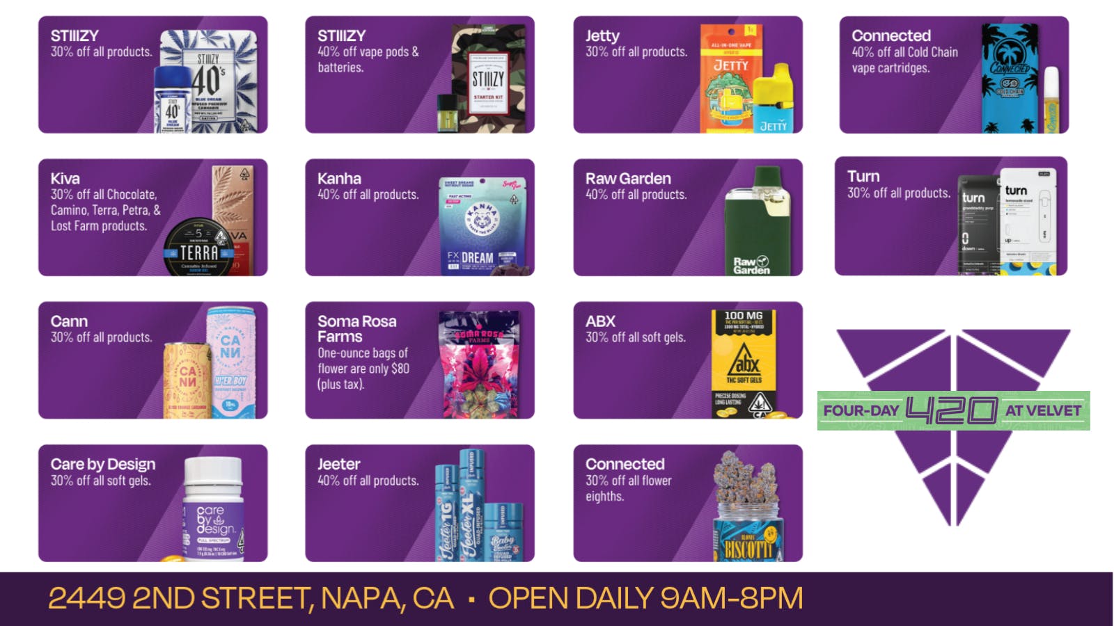 Velvet Cannabis Dispensary Napa 🍃 4/20 Week Friday @ Velvet Napa! 🍃
